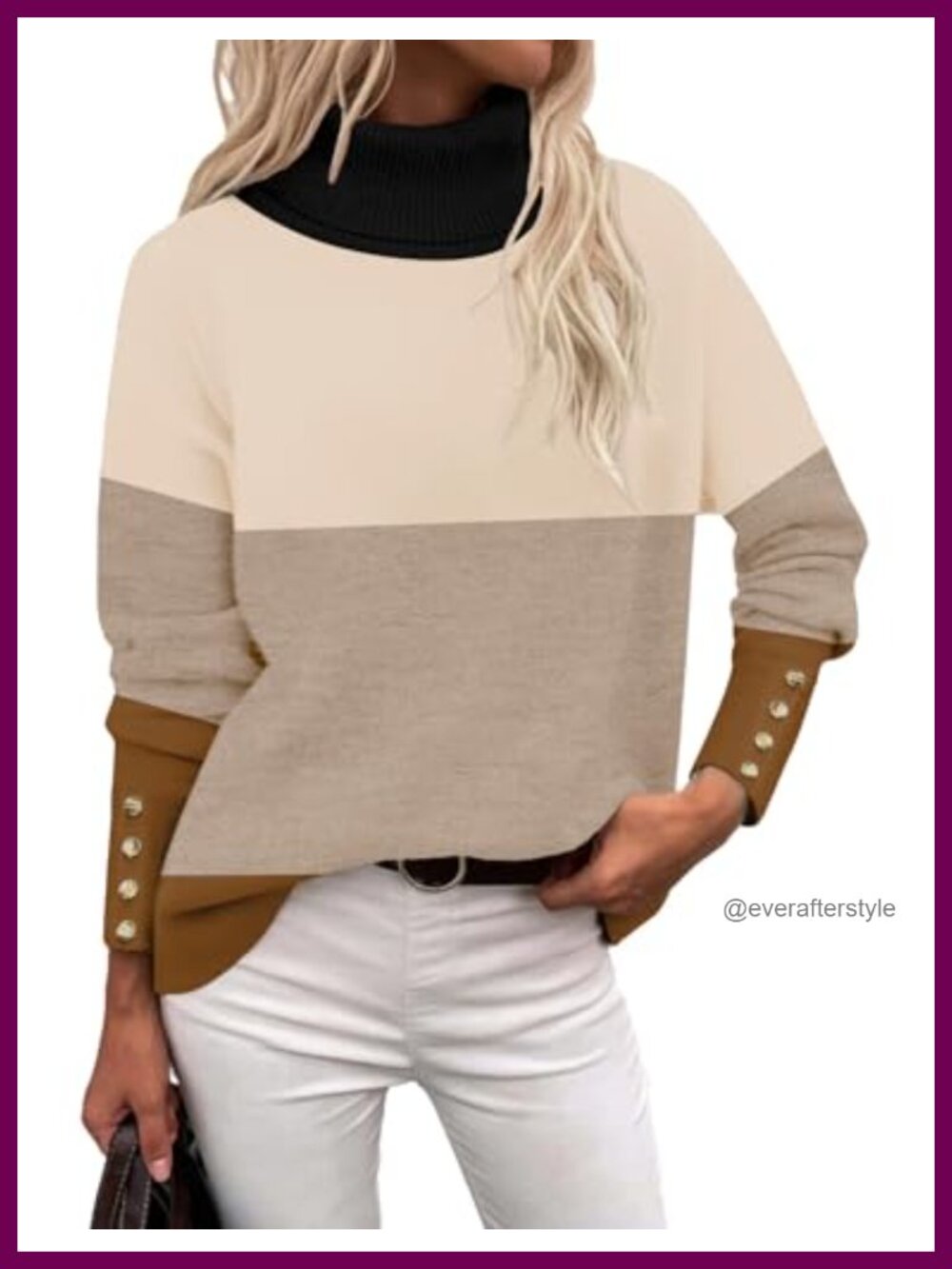 Women's Turtleneck Sweater Soft Knit Pullover High Low Hem Fall Winter
